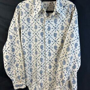 Vintage Paisley Button-Up with Penny Collar